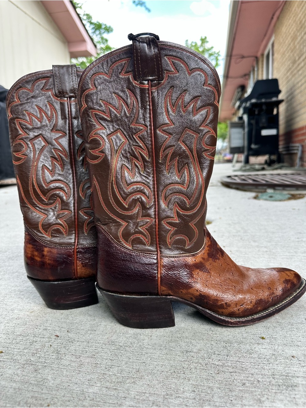 Olathe Boot Co. Brown Two-Tone Leather Western Cowboy Boots
